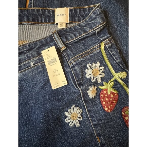 NWT Size 27P- Maeve Wide-Leg Jeans Strawberry Embroidered (NWT US$ 158) - Picture 16 of 16